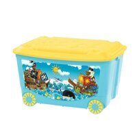 Ящик для игрушек на колесах с аппликацией 580х390х335мм (упак.4 шт.) (голубой арт.431380902)